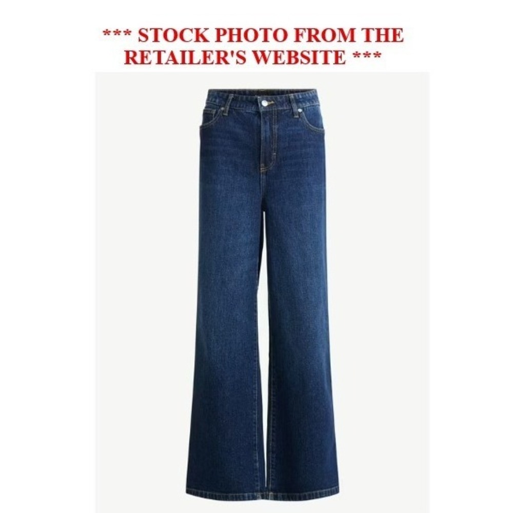Free Assembly Wide Leg Jeans Womens 14 Blue NWT High Rise Full Length 30 Inseam